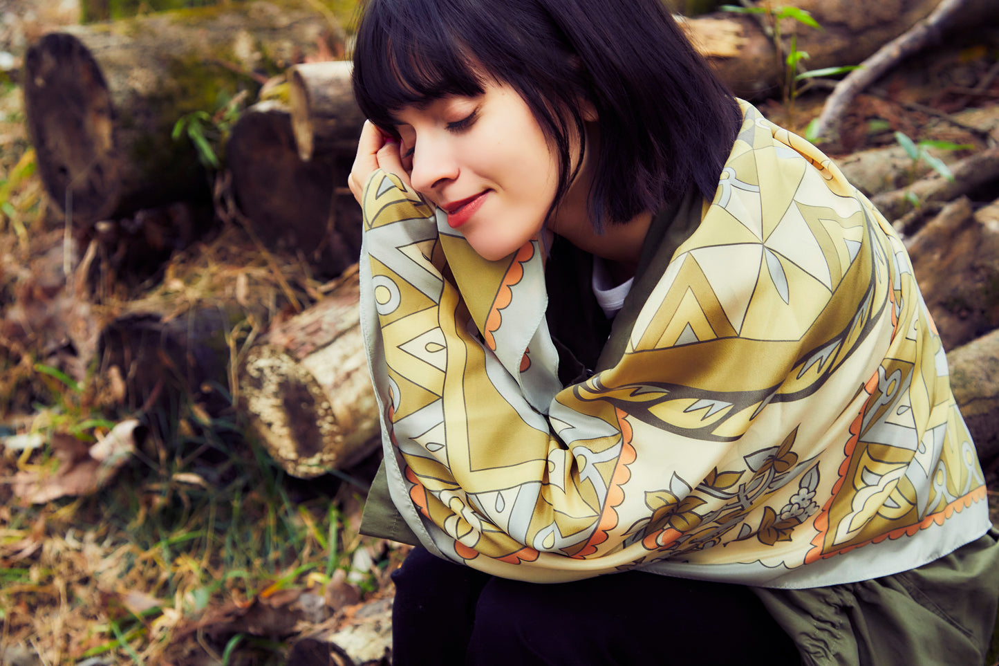 Extreme Silk Scarf Large 110 x 110 / Crystal Natue-Yellow