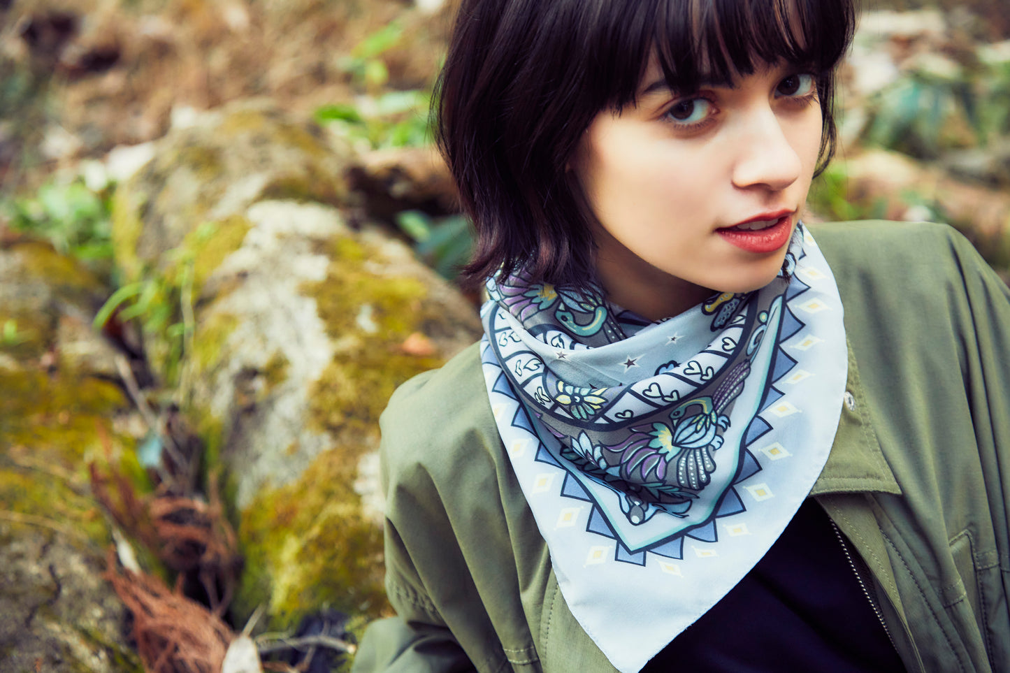 Extreme Silk Scarf Bandana 53 x 53 / Bright Day-Gray
