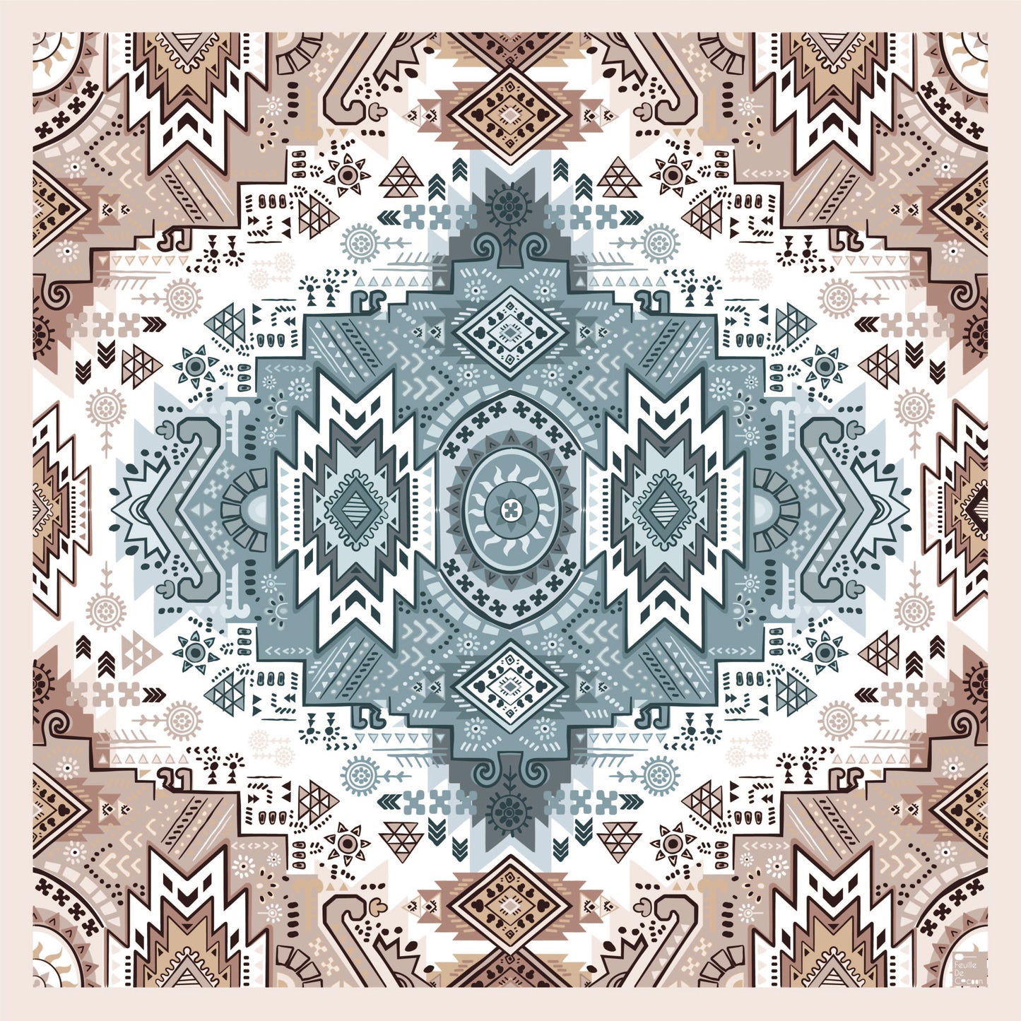 Extreme Silk Scarf Large 110 x 110 / Mountain Message-Beige