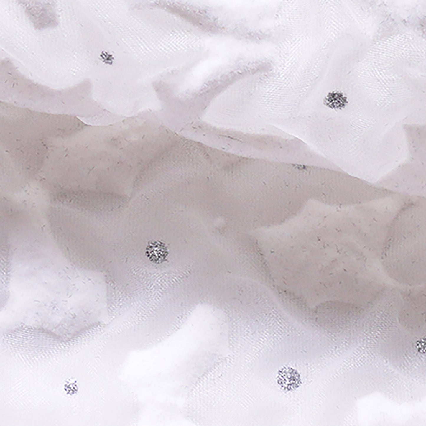 Polyester organdy shrink flocky glitter processing cherry blossom pattern white