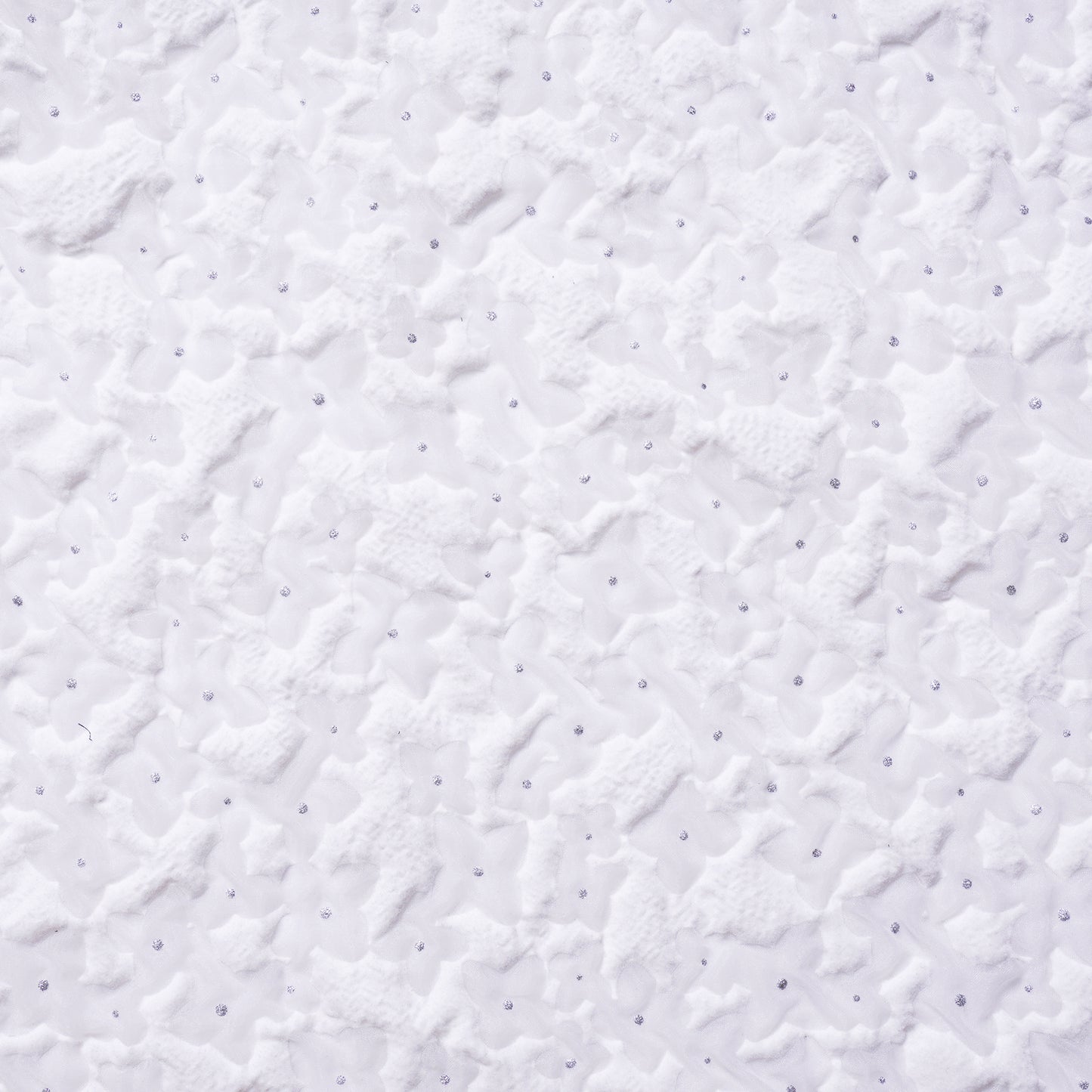 Polyester organdy shrink flocky glitter processing cherry blossom pattern white