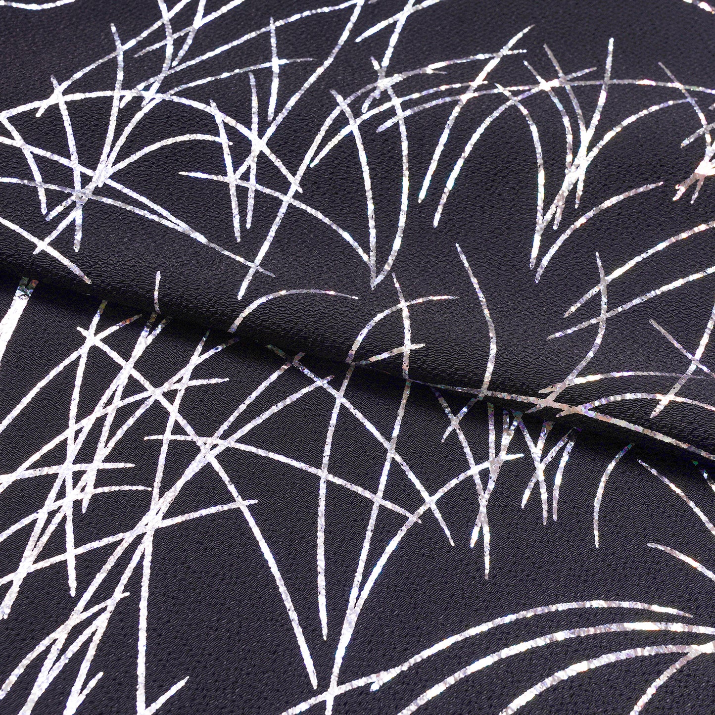 Polyester crepe mother-of-pearl tone processing Japanese pampas grass leaves pattern
