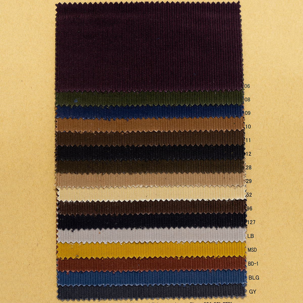 TC1130SUL COTTON AND POLYESTER  DYED CORDDUROY